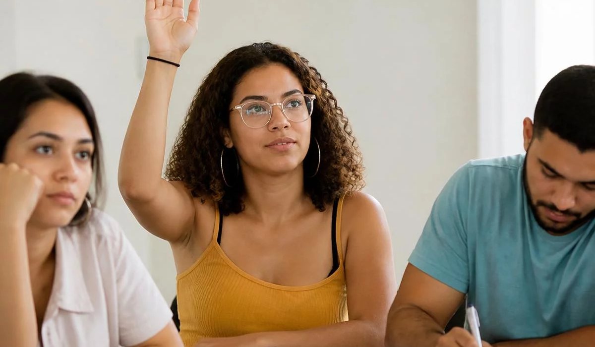 Duas pessoas preparando a próxima rodada com caderno e marca-texto na mão